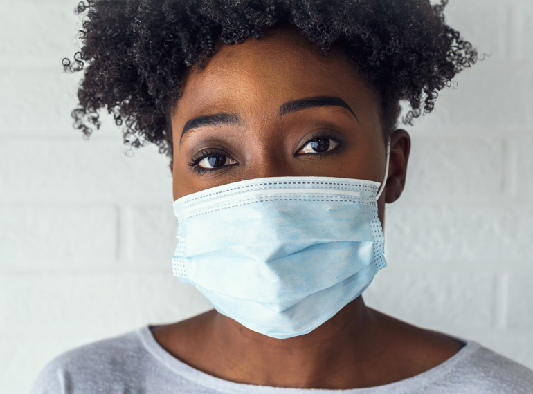 woman in face mask