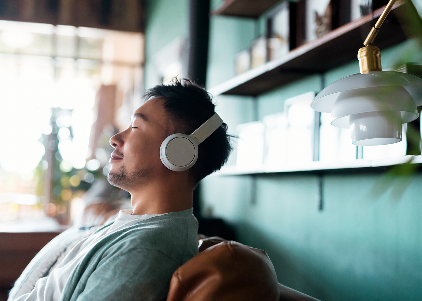 male listening to audio