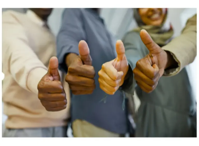 4 thumbs giving the thumbs up sign